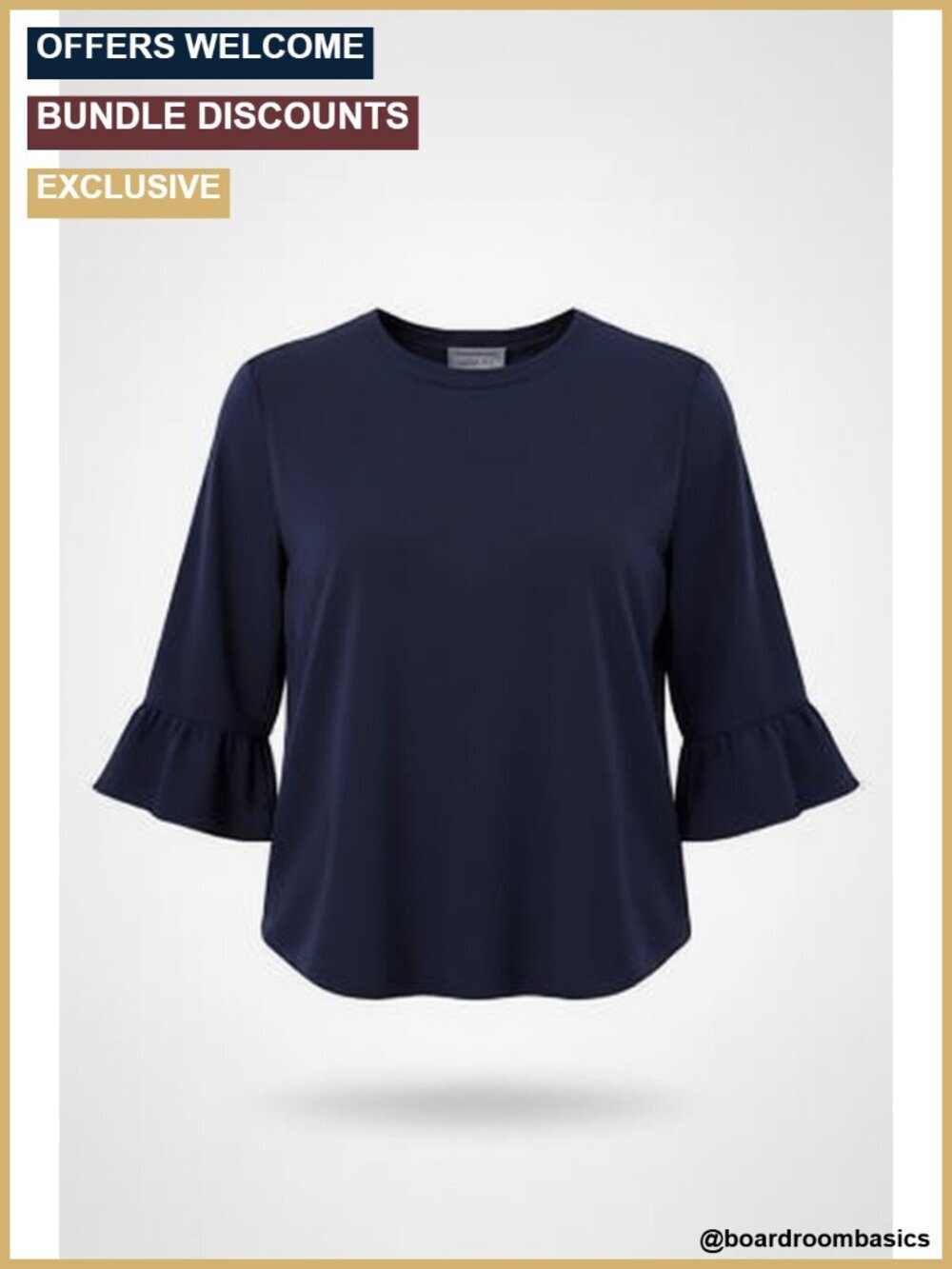 Women's Short Sleeve Ruffle Cuff Crew Neck Blouse